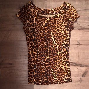 Express Leopard Short Sleeve Top